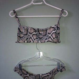 Animal Print Ribbed Bikini Set